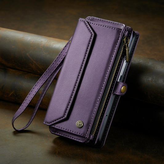 For Samsung Galaxy Z Fold4 CaseMe C36 Card Slots Zipper Wallet RFID Anti-theft Leather Phone Case(Purple) by CaseMe