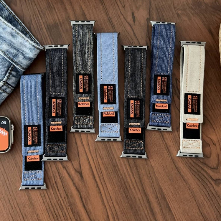 For Apple Watch Series 7 41mm Cowboy Nylon Hook and Loop Fastener Watch Band(Dark Blue) by bashfashion