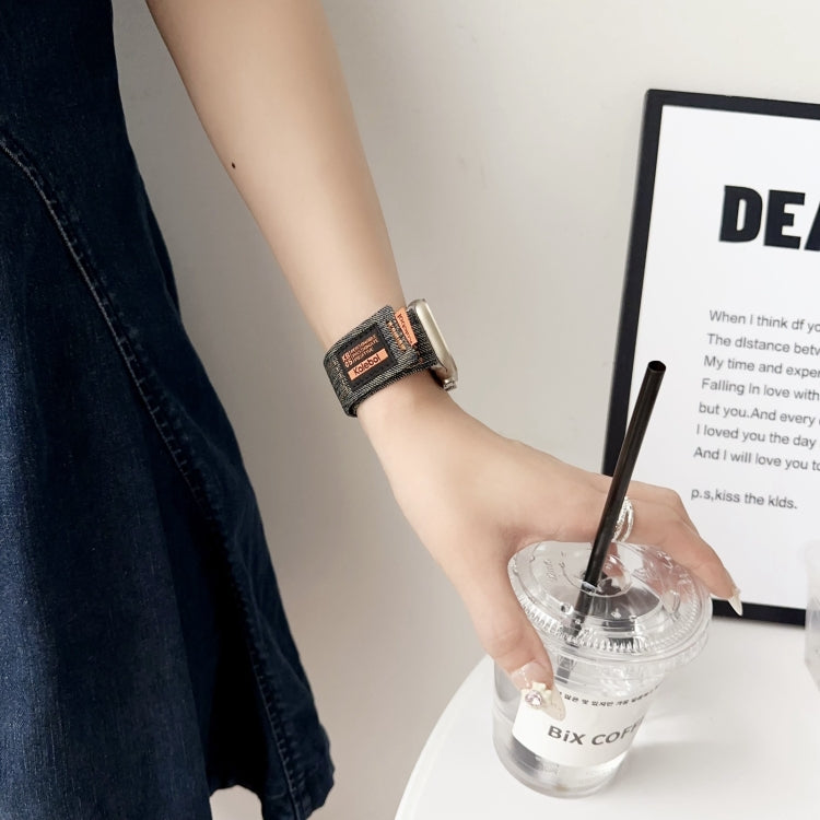 For Apple Watch Series 3 42mm Cowboy Nylon Hook and Loop Fastener Watch Band(Grey) by bashfashion