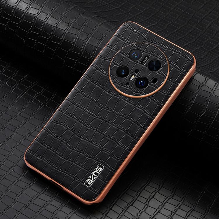For Huawei Mate 70 Pro / 70 Pro+ AZNS Electroplated Frame Crocodile Texture Full Coverage Phone Case(Black) by AZNS