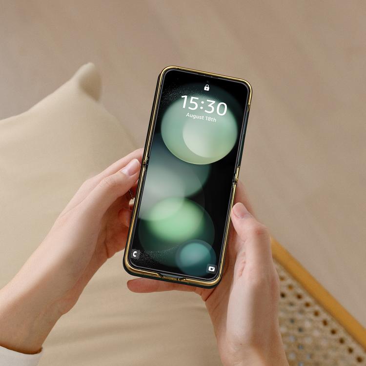 For Samsung Galaxy Z Flip6 VIETAO Integrated Embossed Pattern Full Coverage Phone Case with Wrist Strap(Black) by VIETAO