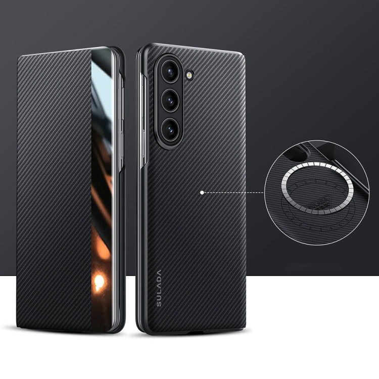 For Samsung Galaxy Z Fold6 SULADA Kevlar 600D Texture Smart Window Leather Phone Case(Black) by SULADA