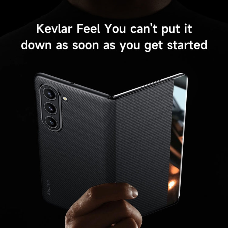 For Samsung Galaxy Z Fold6 SULADA Kevlar 600D Texture Smart Window Leather Phone Case(Black) by SULADA