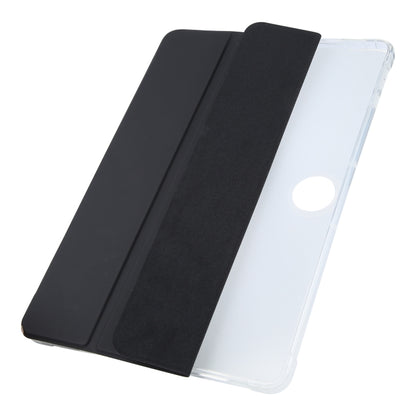 For OnePlus Pad 2 Tri-fold Clear TPU Smart Leather Tablet Case with Pen Slot(Black) by bashfashion