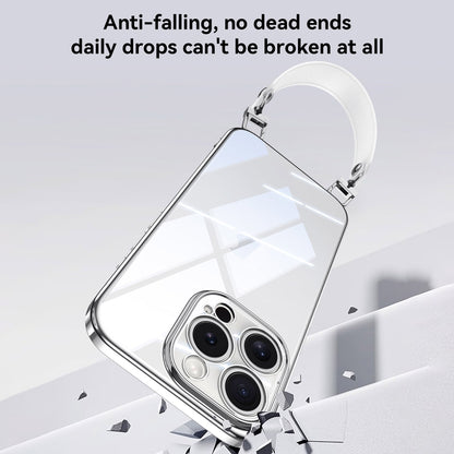 For iPhone 15 Pro Max SULADA Electroplated Clear TPU Soft Frame Phone Case with Wrist Strap(Black) by SULADA