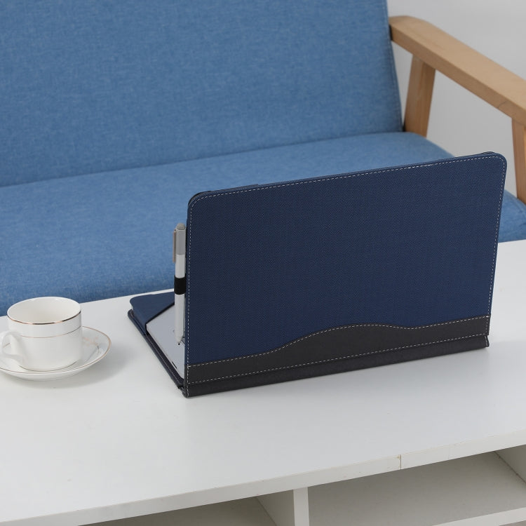 For Microsoft Surface Laptop Studio 2 Herringbone Texture Leather Laptop Protective Case(Dark Blue) by bashfashion