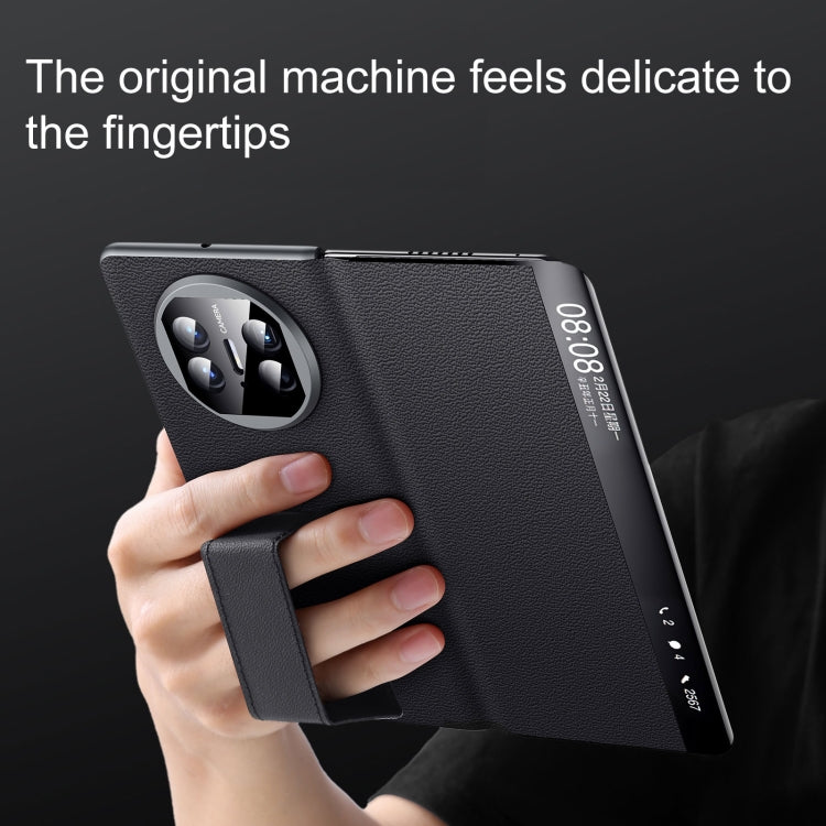 For Huawei Mate X5 / X3 SULADA Smart Series Wristband Holder Smart View Window Genuine Leather Phone Case(Green) by SULADA