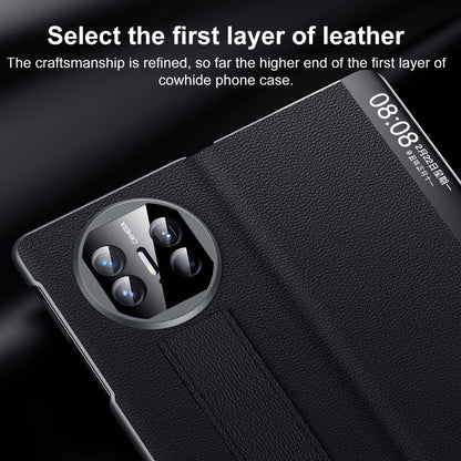 For Huawei Mate X5 / X3 SULADA Smart Series Wristband Holder Smart View Window Genuine Leather Phone Case(Green) by SULADA