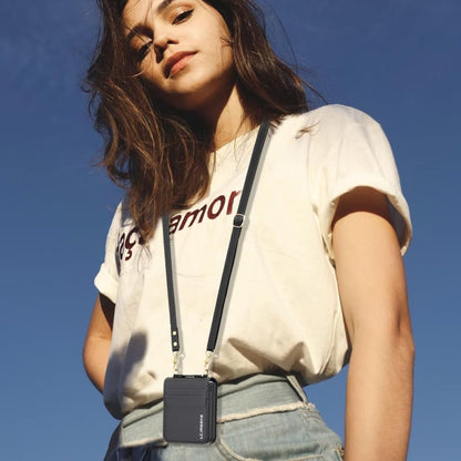 For Samsung Galaxy Z Flip6 LC.IMEEKE L1 Series Frosted Fine Texture PU Phone Case with Lanyard(Black) by LC.IMEEKE