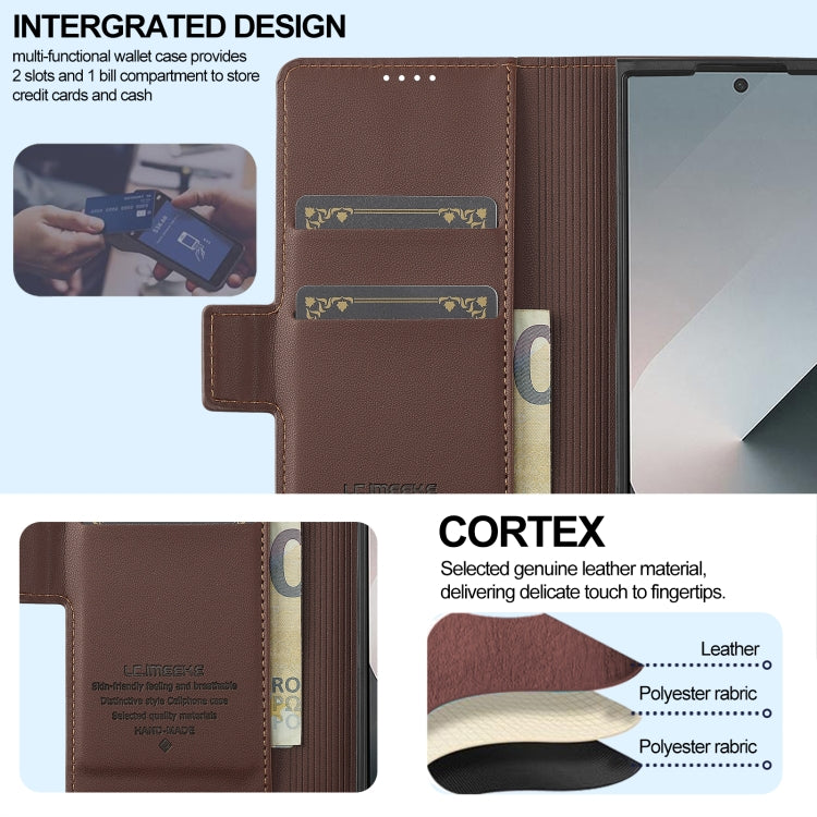 For Samsung Galaxy Z Fold5 LC.IMEEKE L1 Series Frosted Fine Texture PU Phone Case with Pen Slot, Pen Not Included(Black) by LC.IMEEKE