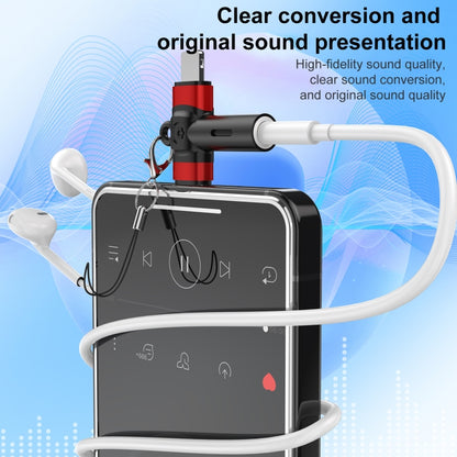 2 in 1 Flower Pattern Type-C and 8 Pin to 3.5mm Audio Adapter with Lanyard(Grey Black) by bashfashion