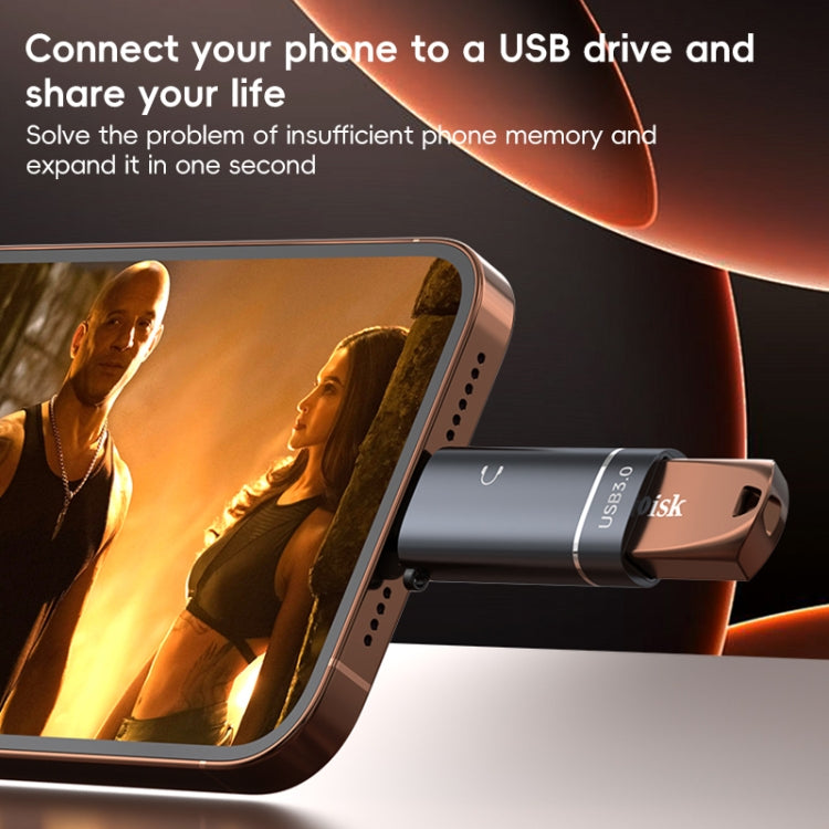 2 in 1 8 Pin to USB and Type-C Earphone Adapter(Black) by bashfashion