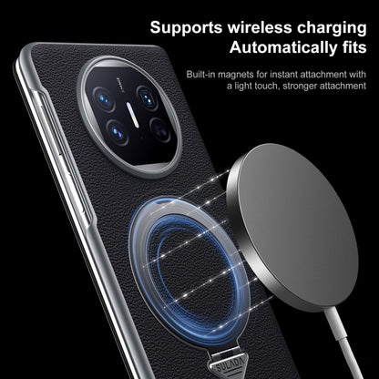 For Huawei Mate XT Ultimate Design SULADA Smart View Window MagSafe Magnetic Holder Leather Phone Case(Black) by SULADA