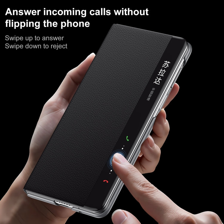 For Huawei Mate XT Ultimate Design SULADA Smart View Window MagSafe Magnetic Holder Leather Phone Case(Black) by SULADA