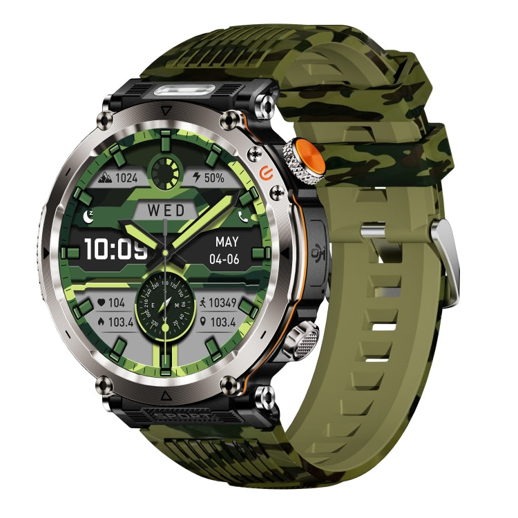 HT30 1.7 inch IP68 Waterproof Camouflage Silicone Band Smart Watch, Support Flashlight / Banknote Detector Light / Compass(Army Green) by bashfashion