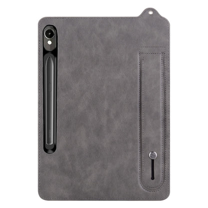 For Samsung Galaxy Tab S10 / S9 / S11 TPU Leather Back Tablet Case with Wristband(Grey) by bashfashion