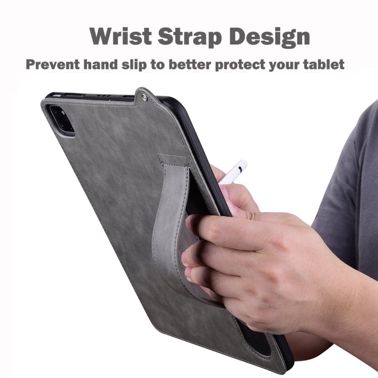 For Samsung Galaxy Tab S10 / S9 / S11 TPU Leather Back Tablet Case with Wristband(Grey) by bashfashion