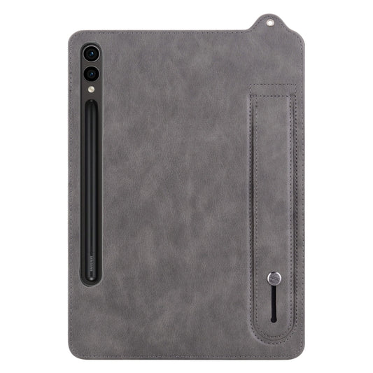 For Samsung Galaxy Tab S10 Ultra/ S11 Ultra TPU Leather Back Tablet Case with Wristband(Grey) by bashfashion