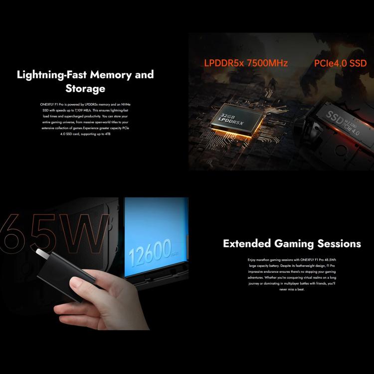 ONE-NETBOOK OneXPlayer F1 Pro 7 inch Handheld Game Console, 32GB+2TB, Windows 11 AMD Ryzen 7 8840U(EU Plug) by ONE-NETBOOK