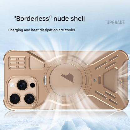 For iPhone 16 Armor 360 Holder Frameless Alloy MagSafe Phone Case(Space Gray) by bashfashion