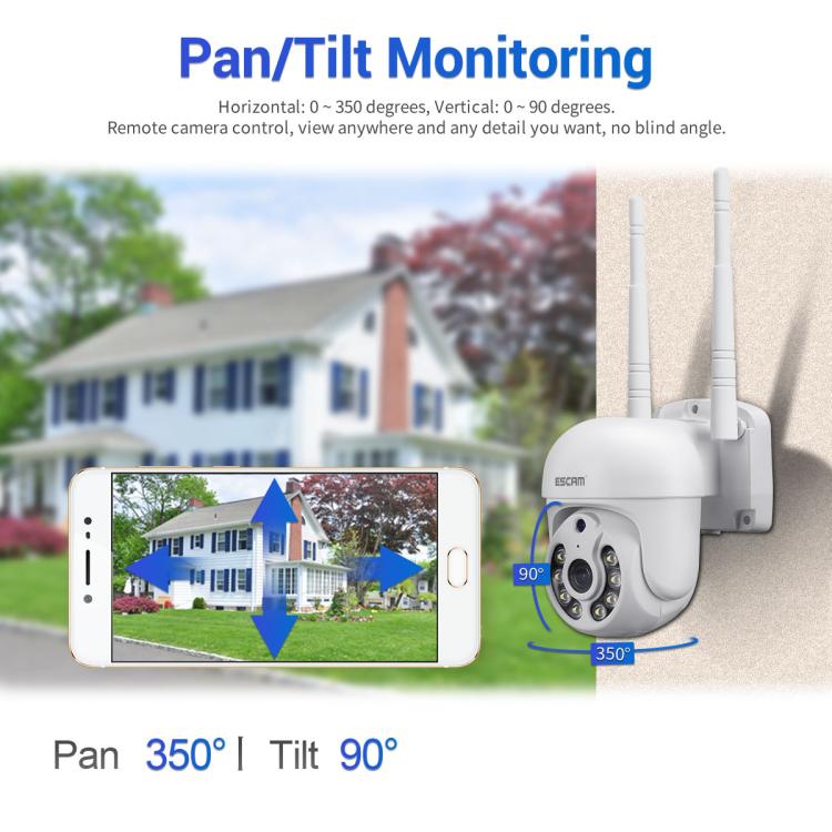 ESCAM WNK710 3MP HD Motion Detection WiFi Intelligent Dual-light Source Camera, US Plug(White) by ESCAM