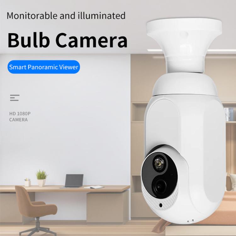 1080P Bulb Type WiFi Surveillance Camera Support Night Vision & Two-way Intercom & Motion Detection(White) by bashfashion