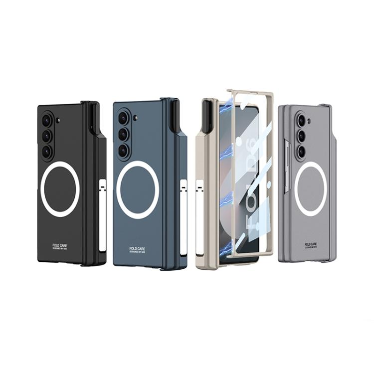 For Samsung Galaxy Z Fold6 GKK Integrated MagSafe Folding Phone Case with Pen Box, Not Included Pen(Mountain Gray) by GKK