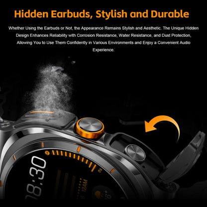 GT98 1.53 inch 2 in 1 Bluetooth Headphone IP67 Waterproof Smart Watch Supports Blood Oxygen Monitoring(Black Orange) by bashfashion