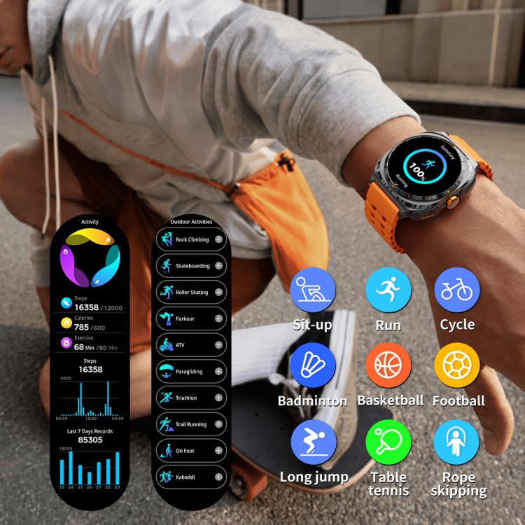 GT98 1.53 inch 2 in 1 Bluetooth Headphone IP67 Waterproof Smart Watch Supports Blood Oxygen Monitoring(Black Orange) by bashfashion