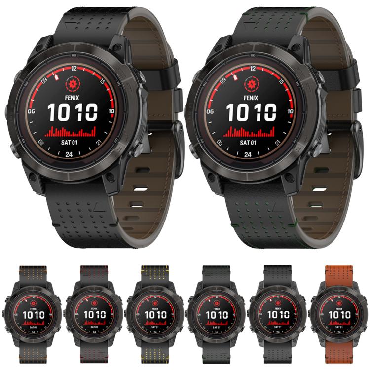 For Garmin Watch 26mm Dual Color Mesh Leather Quick Release Watch Band(Black Red) by bashfashion