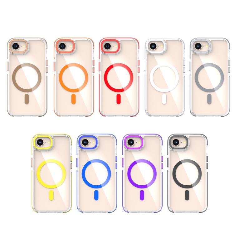 For iPhone 16e Dual-Color Clear Acrylic Hybrid TPU MagSafe Phone Case(Black) by bashfashion