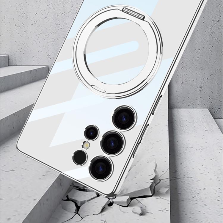 For Samsung Galaxy S25 Ultra 5G GKK PC Phone Case with Magnetic Rotating Holder, Not Included Pen(Transparent) by GKK