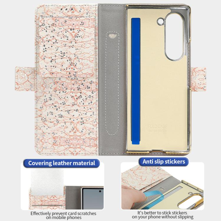 For Samsung Galaxy Z Fold6 VIETAO Integrated Colorful Leather Phone Case with Elastic Bowl Strap(Pink) by VIETAO