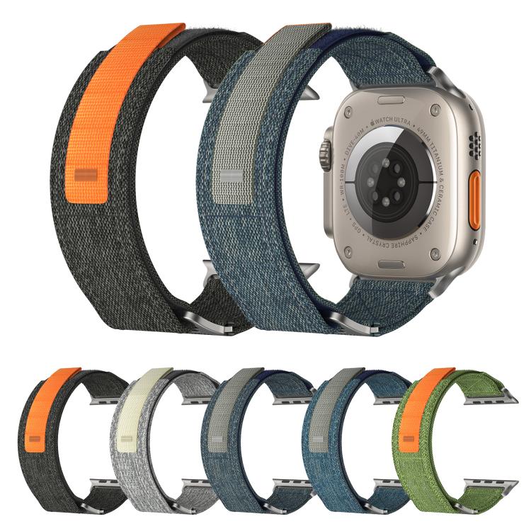 For Apple Watch 42mm / 41mm / 40mm / 38mm Kalebol Canvas Pattern Nylon Loop Strap(Blue) by Kalebol