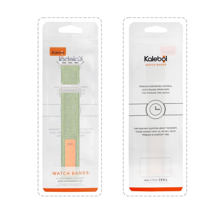 For Apple Watch 46mm / 49mm / 45mm / 44mm Kalebol Canvas Pattern Nylon Loop Strap(Army Green) by Kalebol