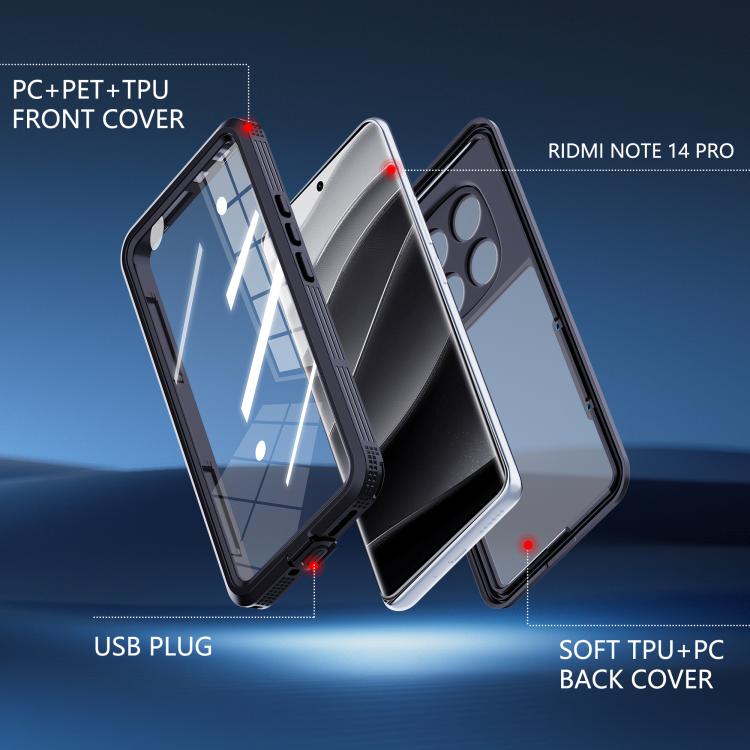 For Redmi Note 14 Pro 5G RedPepper Mars Series IP68 Waterproof Phone Case(Black) by RedPepper