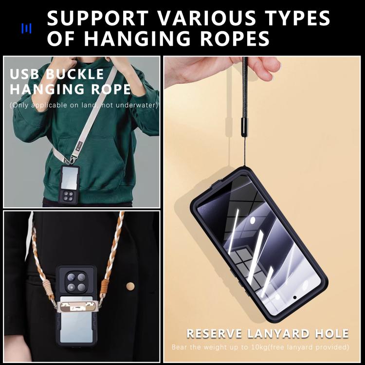 For Redmi Note 14 Pro 5G RedPepper Mars Series IP68 Waterproof Phone Case(Black) by RedPepper