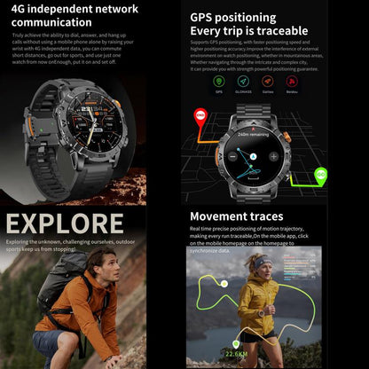 BH11 4G LTE Android 8.1 Smart Watch, 2GB+16GB, Unisoc 8541 Quad Core, Support Heart Rate / Blood Oxygen(Black Silicone) by bashfashion