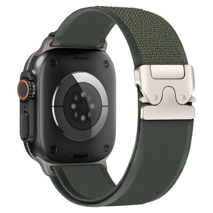 For Apple Watch 42mm / 41mm / 40mm / 38mm xDfind Titanium Buckle Snap Button Loop Nylon Watch Band(Green) by xDfind