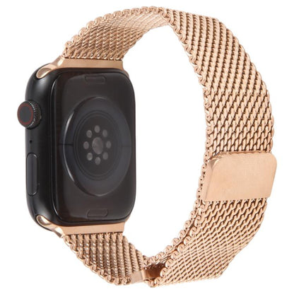 For Apple Watch 42mm / 41mm / 40mm / 38mm Double-section Magnetic Milanese Titanium Watch Band(Rose Gold) by bashfashion