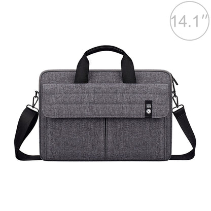 ST08 Handheld Briefcase Carrying Storage Bag with Shoulder Strap for 14.1 inch Laptop(Grey) by bashfashion
