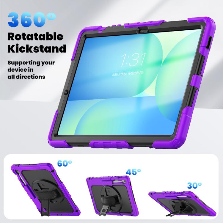 For Samsung Galaxy Tab S10 FE+ Silicone Hybrid PC Tablet Case with Shoulder Strap(Purple) by bashfashion