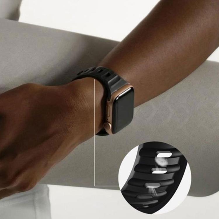 For Apple Watch Ultra 3 / 2 / 1 49mm Wave Texture Reverse Buckle Silicone Watch Band with TPU Case(Dark Blue) by bashfashion