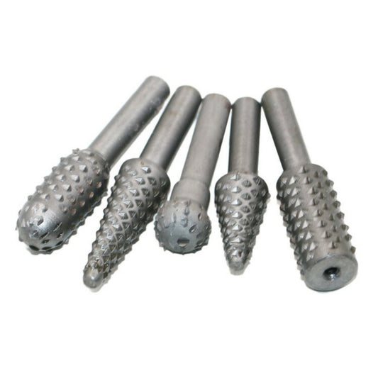 5 PCS/Set Woodworking Wood Carving 6mm Shank Rotating Embossed Grinding Head File Rasp Drill Bits by bashfashion