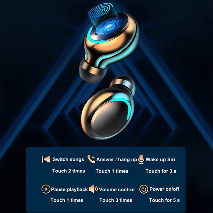 F9-5C Macaron Series Four-bar Breathing Light + Digital Display Noise Reduction Bluetooth Earphone (Baby Blue) by bashfashion