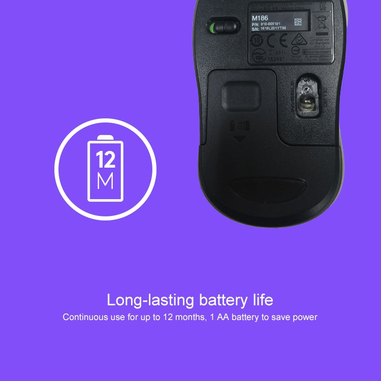 Logitech M186 Wireless Mouse Office Power Saving USB Laptop Desktop Computer Universal(Black Grey) by Logitech