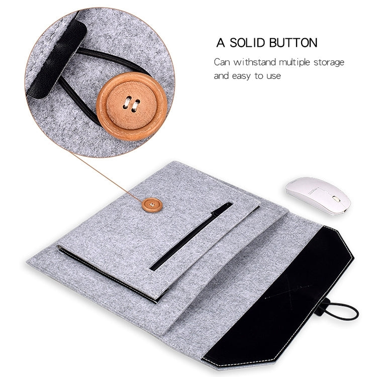 ND06 Multi-purpose Felt Button Laptop Inner Bag for 15.4 inch Laptop(Grey) by bashfashion