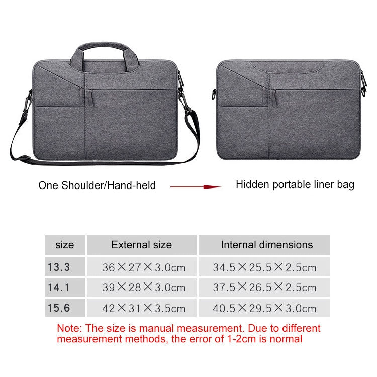 ST02S Waterproof Tear Resistance Hidden Portable Strap One-shoulder Handbag for 13.3 inch Laptops, with Suitcase Belt(Dark Gray) by bashfashion