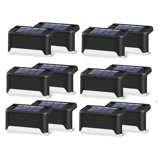 12 PCS Solar Powered LED Outdoor Stairway Light IP65 Waterproof Garden Lamp, Warm White Light(Black) by bashfashion
