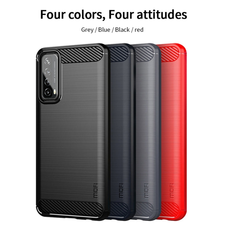For Huawei P Smart 2021 / Y7A MOFI Gentleness Series Brushed Texture Carbon Fiber Soft TPU Case(Red) by AutSpace